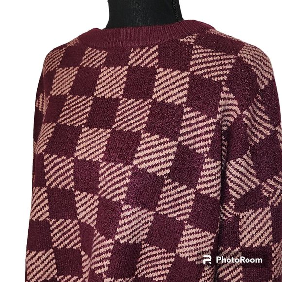 #062. NWOT Checkered Red Pullover Sweater-Love Ellie - Picture 1 of 4